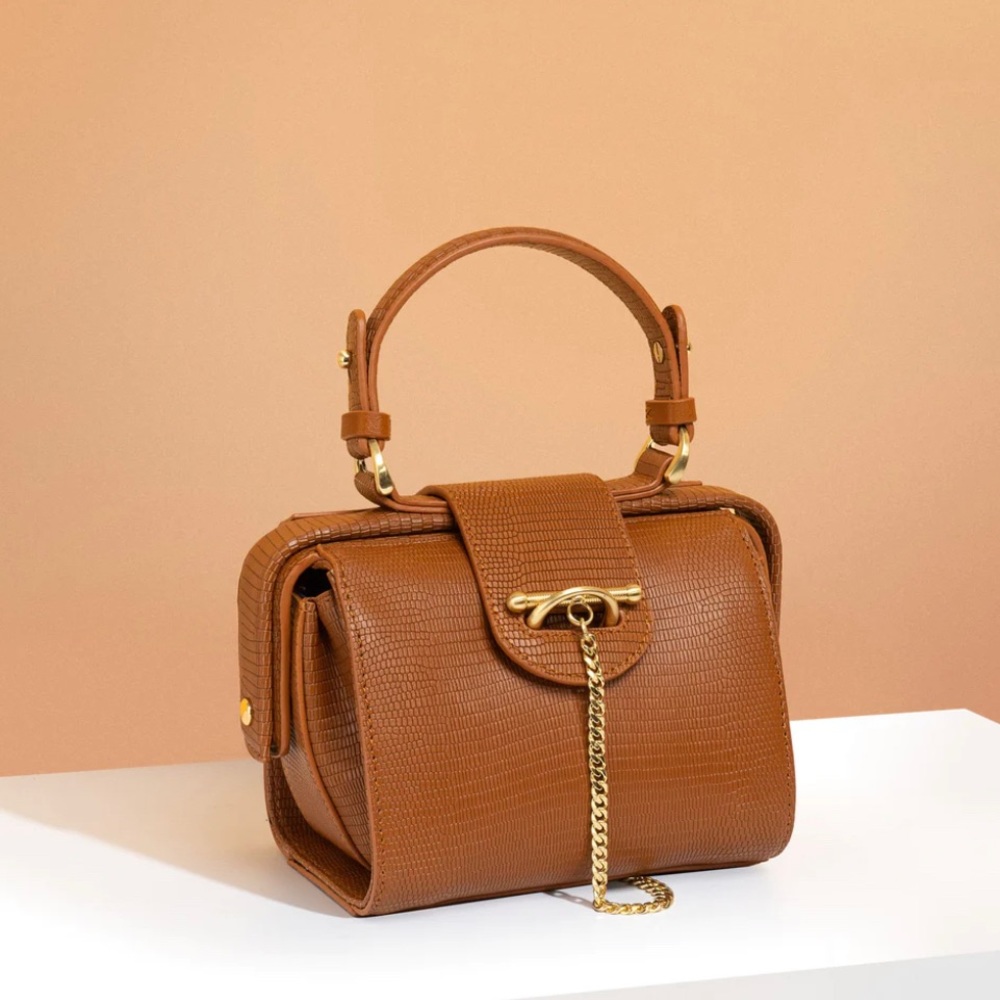 NWT Sancia Nahla midi bag in Tan Lizard